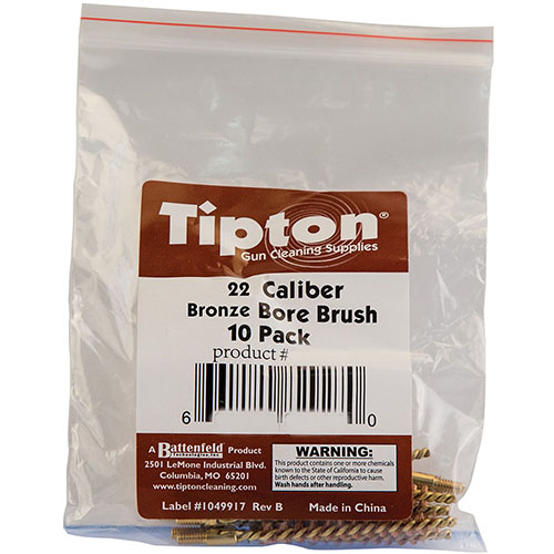 Tipton Rifle Bronze Bore Brush, 3pk - Tipton Rifle Bronze Bore Brush 22 Caliber, Bag of 10