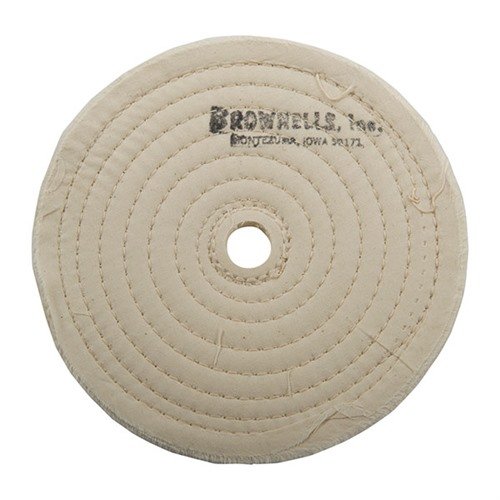 MUSLIN WHEELS - BROWNELLS MUSLIN POLISH WHEEL, STITCHED, 6" X 3/8" THICK, 5/8" ARBOR