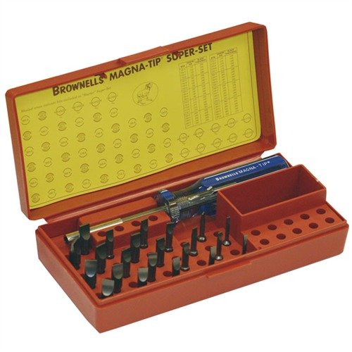 MAGNA-TIP 22 BIT STARTER SCREWDRIVER SET - BROWNELLS MAGNA-TIP SUPER STARTER 22 BIT SET WITH #81 HANDLE BLUE