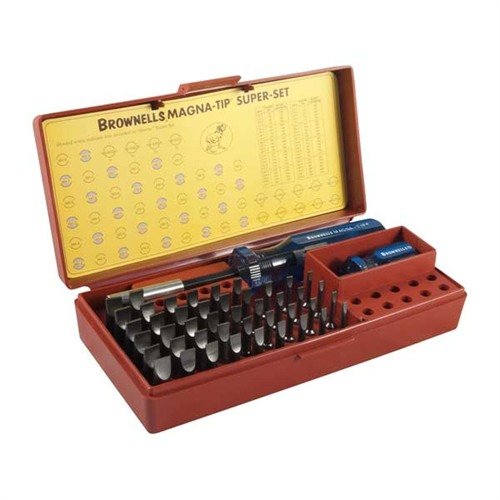 MAGNA-TIP 44 BIT PROFESSIONAL SCREWDRIVER SET - BROWNELLS MAGNA-TIP PROFESSIONAL 44 BIT SET WITH #81 HANDLE BLUE