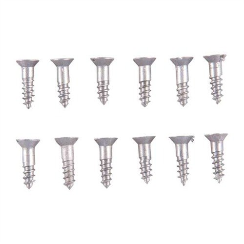 UNPLATED STEEL FLAT HEAD WOOD SCREW KIT - BROWNELLS 3X3/8" STEEL FLAT HEAD WOOD SCREWS BLUED 12 PACK