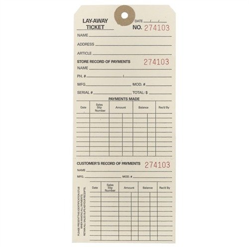 LAY-A-WAY TICKETS - BROWNELLS LAY-A-WAY TICKETS, 100 PACK