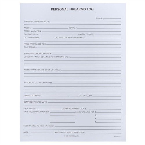 PERSONAL FIREARMS LOG - BROWNELLS PERSONAL FIREARMS LOG, 25 PACK