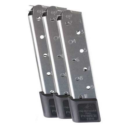 1911 45ACP POWER MAGAZINE 3 PACKS - CHIP MCCORMICK CUSTOM 1911 10 ROUND SS POWER PLUS MAGAZINE 3 PACK