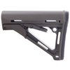 The MAGPUL CTR Stock offers a friction locking system for stability, quick LOP adjustments, and durable nylon construction, fitting mil-spec buffer tubes.