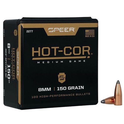 HOT-COR 8MM (0.323") SPITZER BULLETS - SPEER 8MM (0.323") 150GR SPITZER 100/BOX