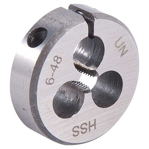 WIRE GAUGE CARBON DIES - BROWNELLS ROUND WIRE GAUGE CARBON DIE 13/16 DIAMETER 6-48 THREAD