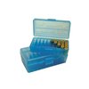 FLIP TOP PISTOL AMMO BOXES - FLIP TOP PISTOL AMMO BOX 9MM-380 ACP 50 ROUND BLUE