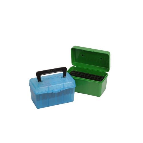 HANDLE CARRY RIFLE AMMO BOXES - MTM CASE-GARD HANDLE CARRY RIFLE AMMO BOX 22-250 REM-308 WIN 50 RD BLUE