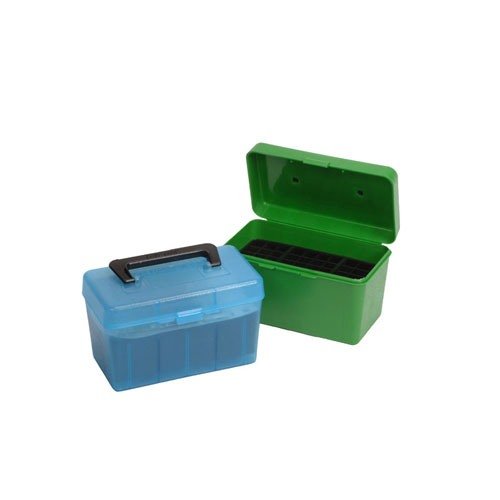 HANDLE CARRY RIFLE AMMO BOXES - MTM CASE-GARD HANDLE CARRY RIFLE AMMO BOX 26 NOSLER-338 LAPUA 50 RD GREEN