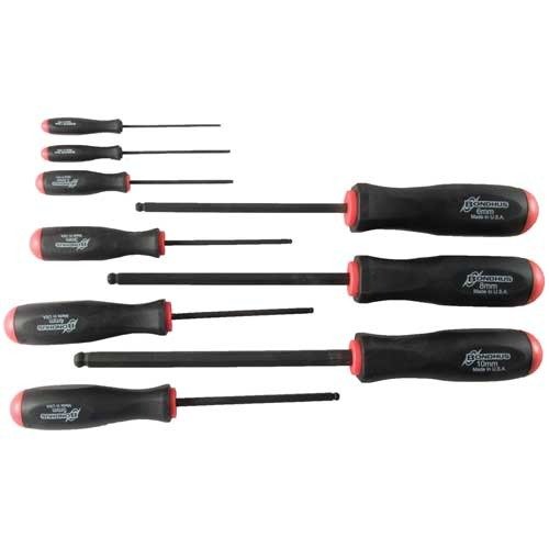 BALLDRIVER® METRIC HEX SETS - BONDHUS 9-PIECE METRIC HEX SCREWDRIVER SET - 1.5MM-10MM