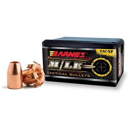 TAC-X 9MM (.355") SOLID COPPER HOLLOW POINT FB HANDGUN BULLETS - BARNES BULLETS 9MM (0.355") 115GR TAC-XP FLAT BASE 40/BOX
